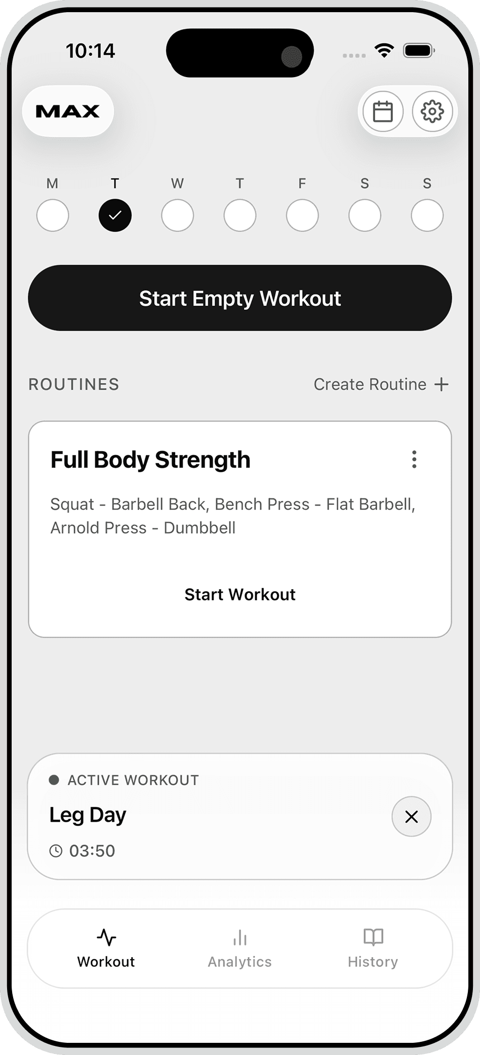 Max app showing the light mode home screen